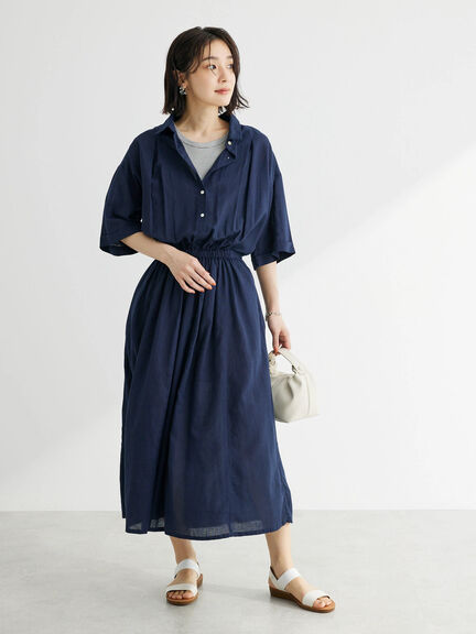 Kemeja Long Dress Wanita Gokujo Indian Cotton Collar Dress Bobo Tokyo