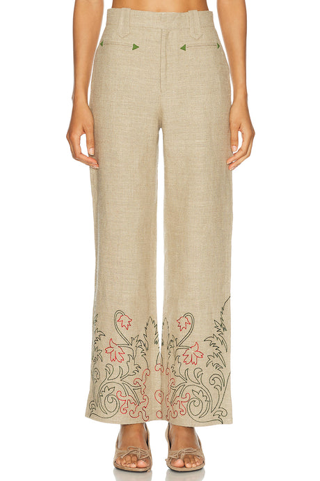 Embroidered Trumpet Flower Murphy Trouser