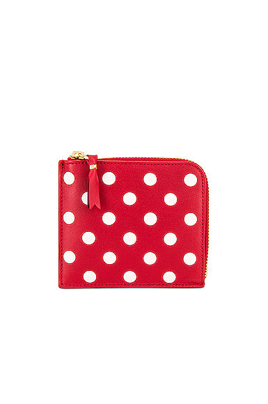 Dots Printed Leather Zip Wallet