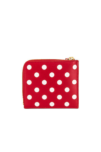 Dots Printed Leather Zip Wallet