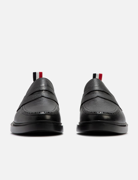 Black Pebble Grain Rubber Sole Penny Loafer