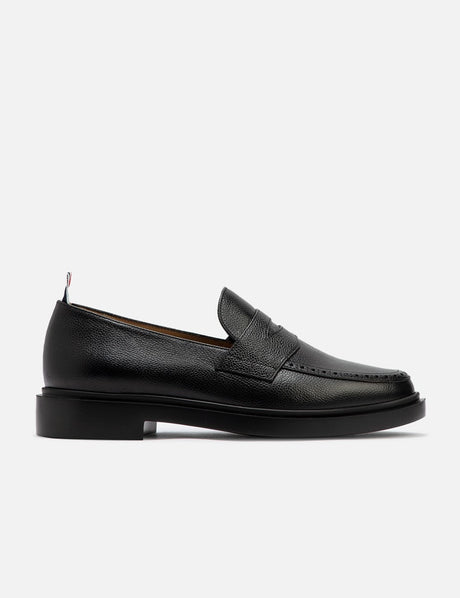 Black Pebble Grain Rubber Sole Penny Loafer