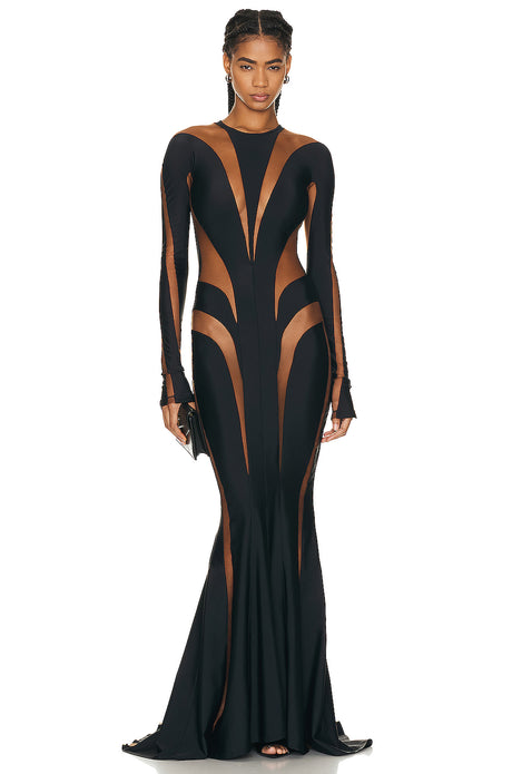 Spiral Illusion Long Dress