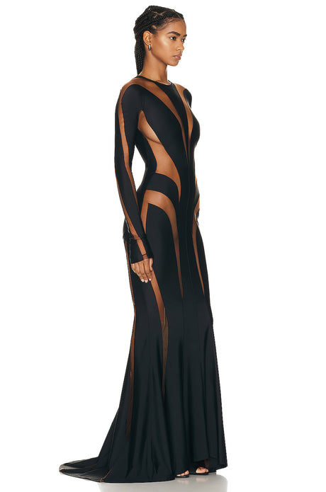 Spiral Illusion Long Dress