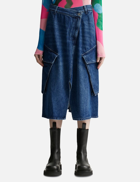 CARGO MIDI DENIM SKIRT