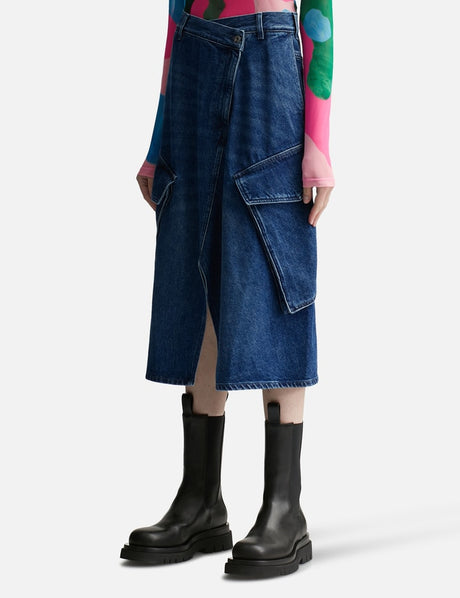 CARGO MIDI DENIM SKIRT