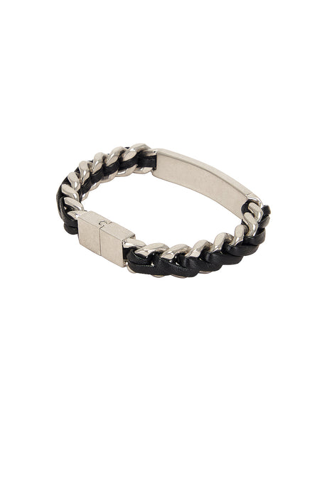 Tag Curb Chain & Leather Bracelet