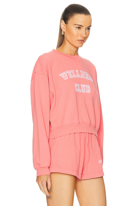 Wellness Club Flocked Cropped Crewneck Sweater